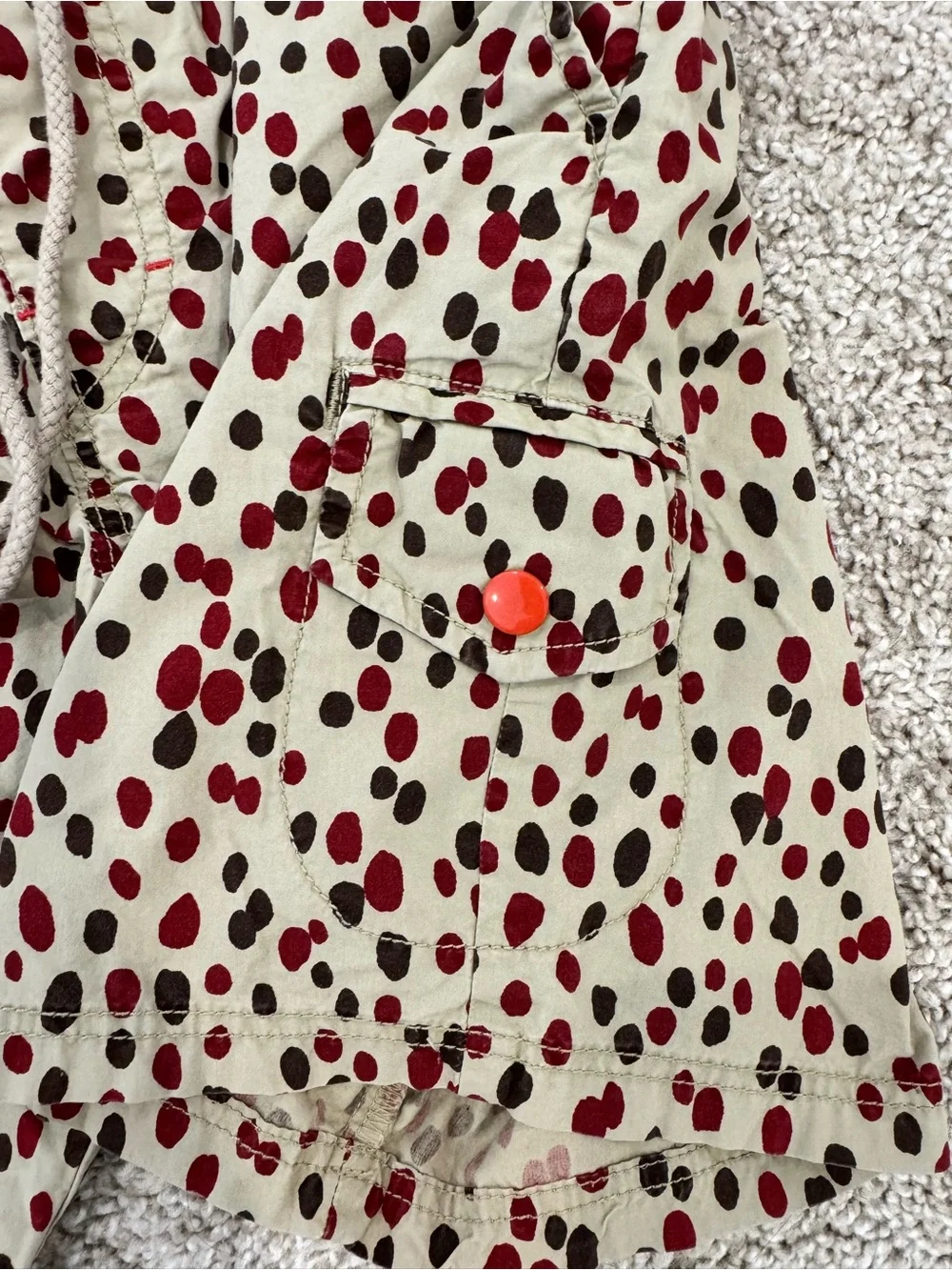Koto Men's Beige Dot-Print Hybrid Shorts with Red & Black Accents